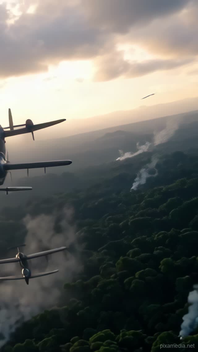 Triplanes Over Emerald Canopy - War & Military AI stock